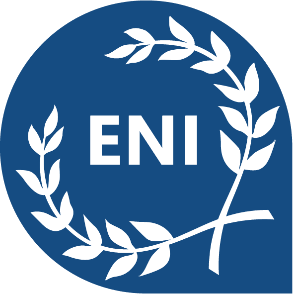 Le logo eni avec une couronne de laurier.