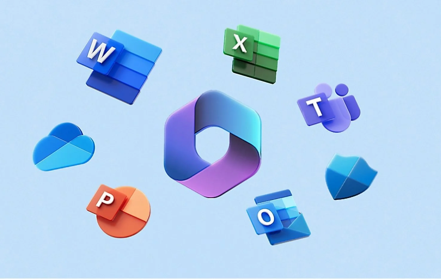 Logos Microsoft 365 sur fond bleu.