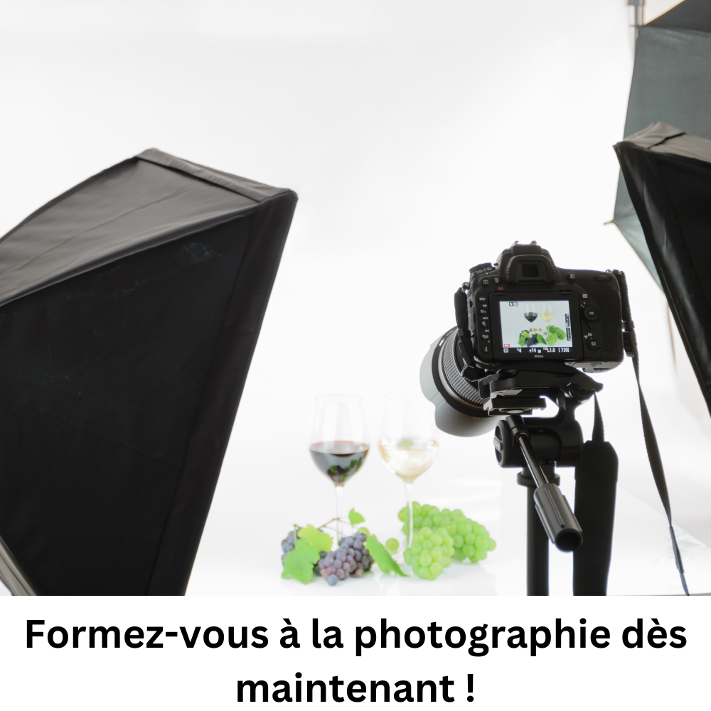 Personne prenant une photo avec un appareil photo professionnel lors d'une formation en photographie.