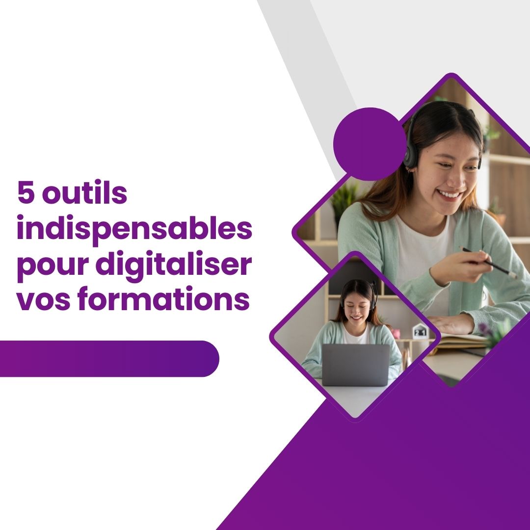 Illustration d’un formateur utilisant des outils digitaux pour animer une formation en ligne