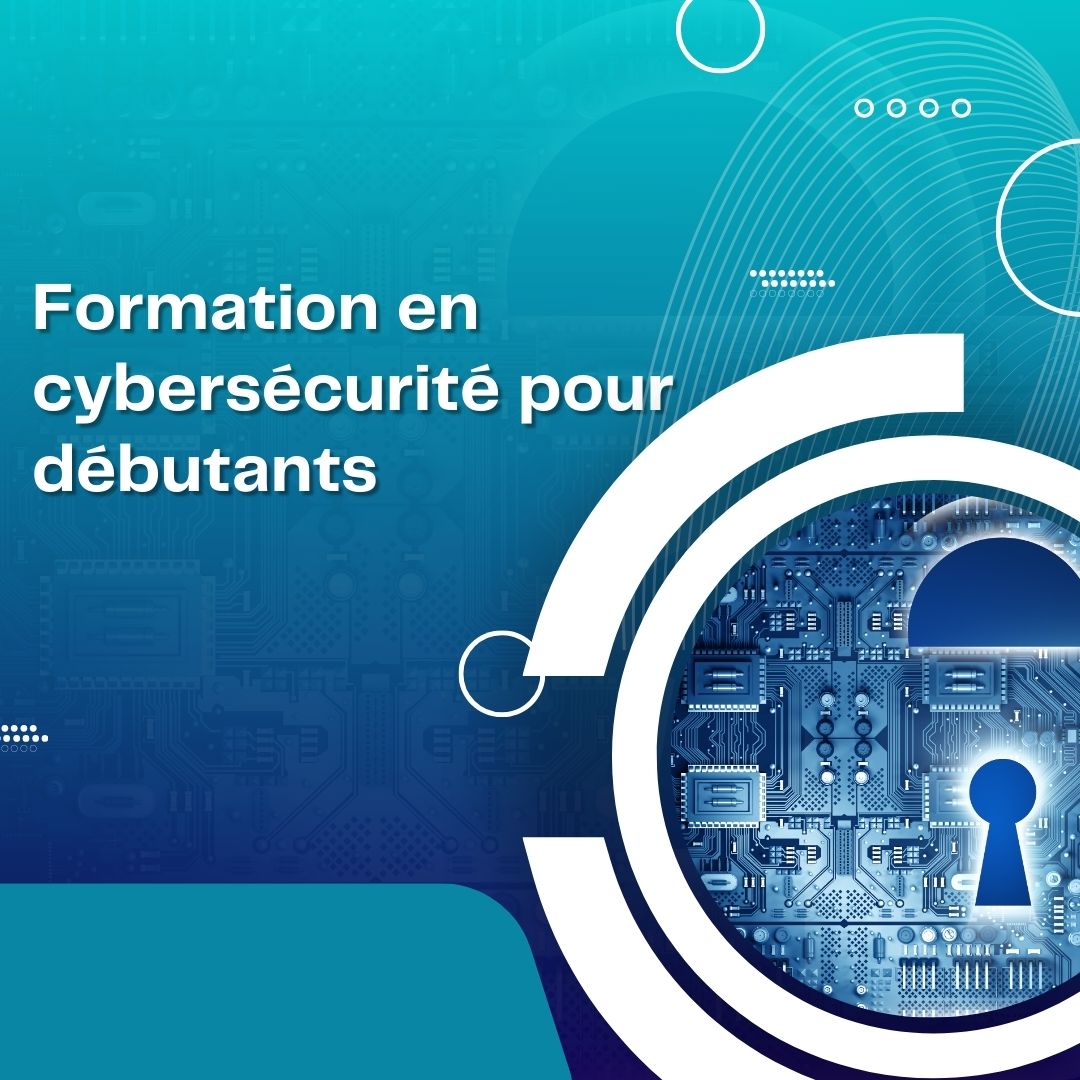 Étudiant débutant en cybersécurité travaillant sur un ordinateur avec un cadenas numérique en arrière-plan