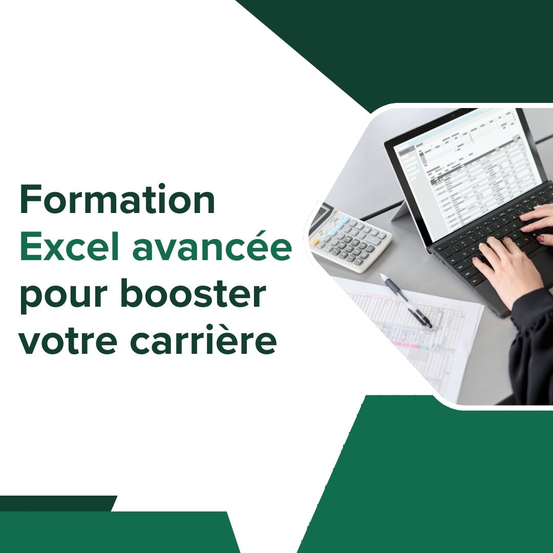 Employé suivant une formation Excel avancée et créant un tableau de bord interactif